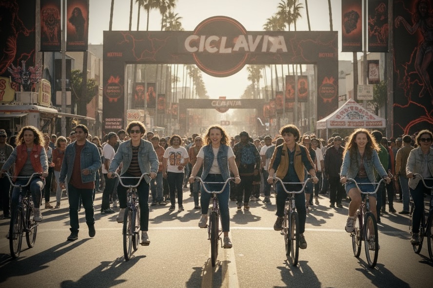 Netflix Meets CicLAvia on Melrose Ave with Stranger Things 5 – One Last Ride